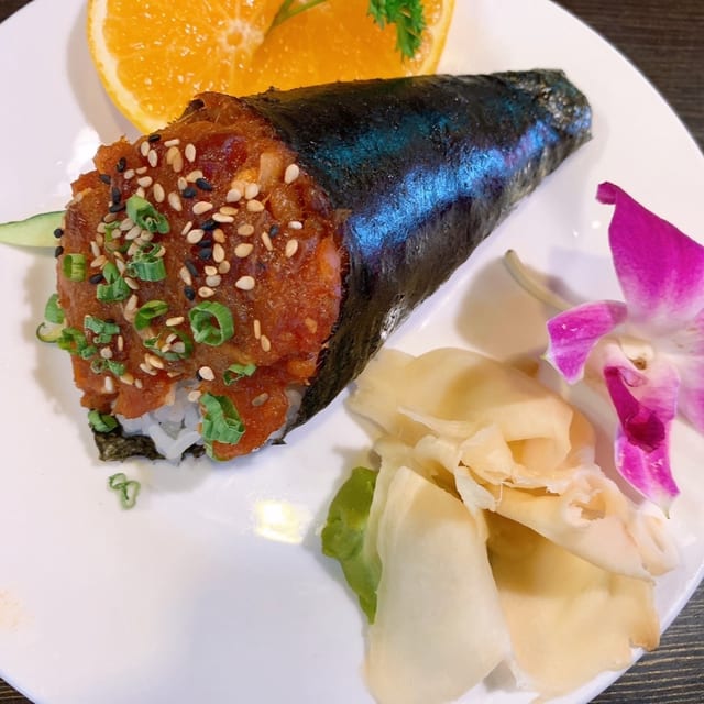 Spicy Tuna Hand Roll.