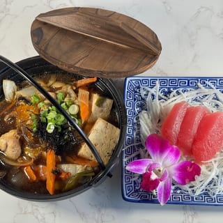 Beef Sukiyaki and Sashimi
