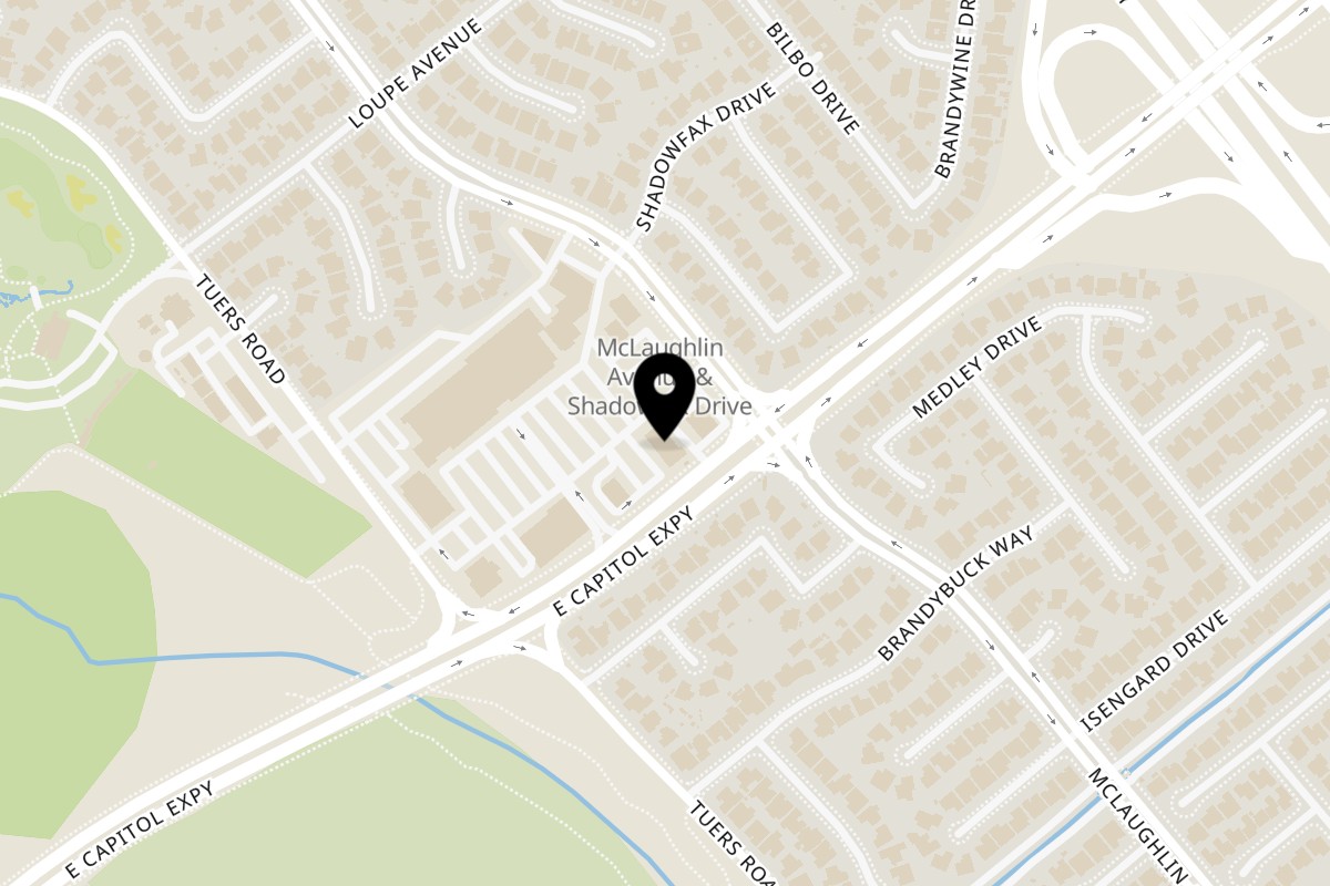 Map showing the location of Okayama Sushi Okayama Sushi # 2 on 1041 E Capitol Expy #30 in San Jose